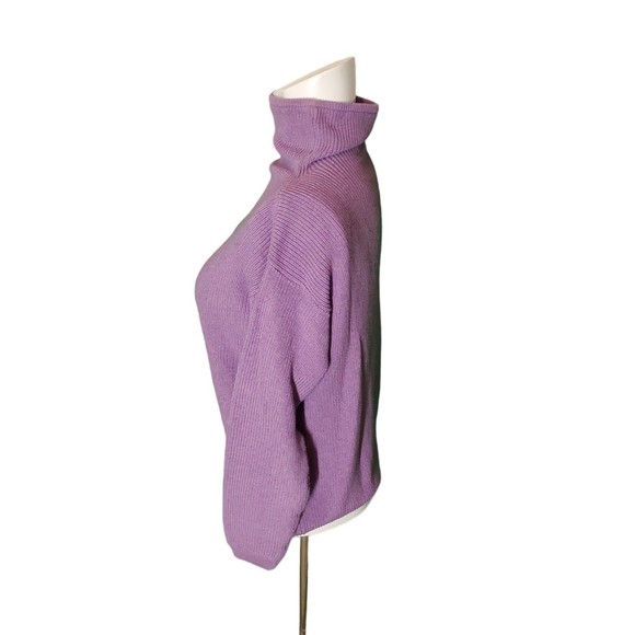 Belford Purple Pima Cotton Sweater Rib Knit Mock Neck Pullover Sz XS - Picture 4 of 6